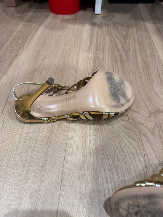 Casadei Gold Knotted Strappy Stiletto Sandal main image 4
